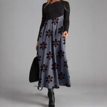 Women's Printed Long Sleeve Slim Dress