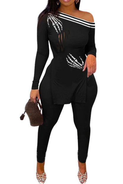Women's printed long-sleeved long pants