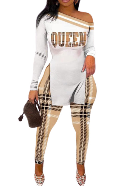 Women's printed long-sleeved long pants