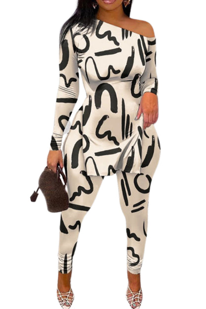 Women's printed long-sleeved long pants