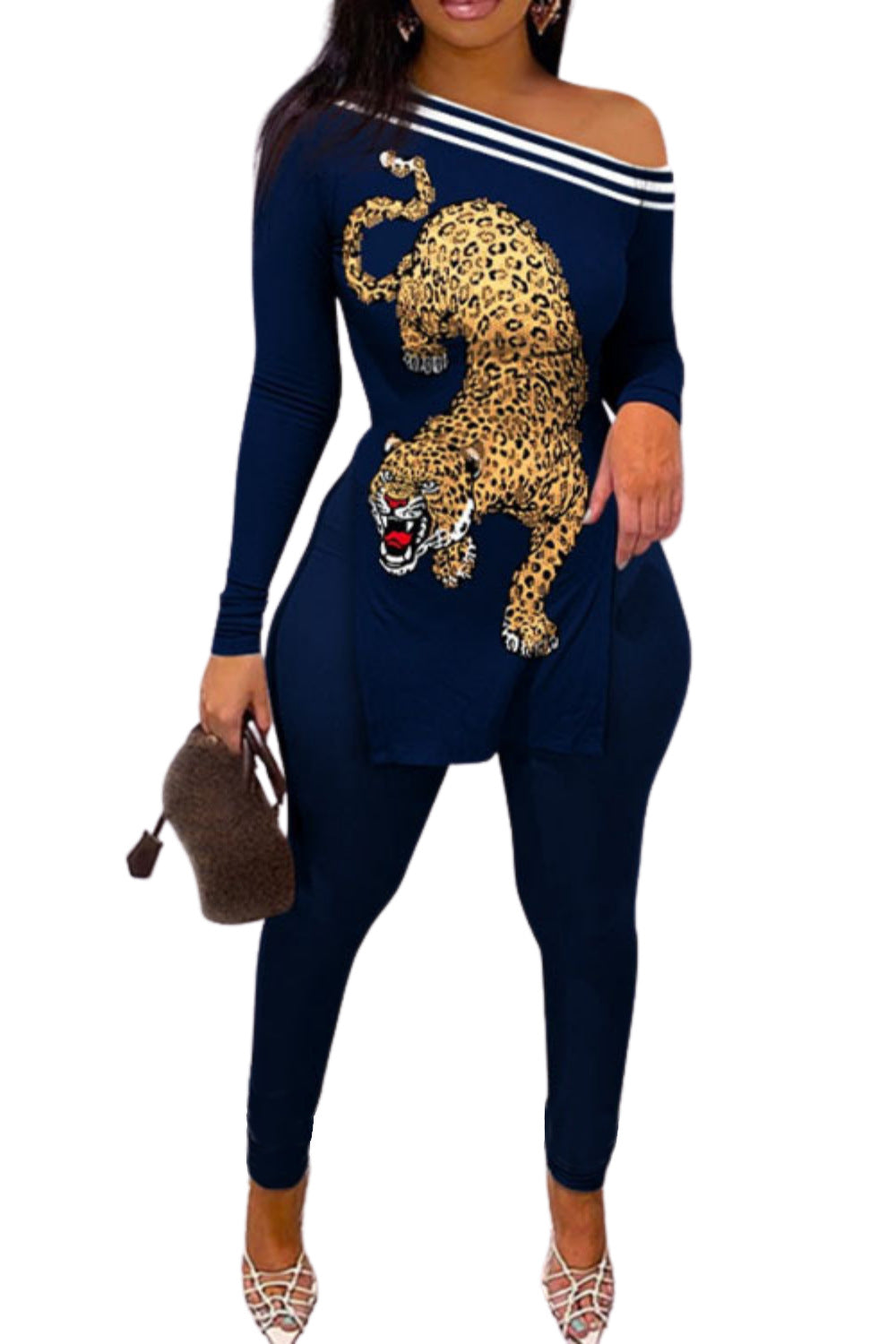 Women's printed long-sleeved long pants