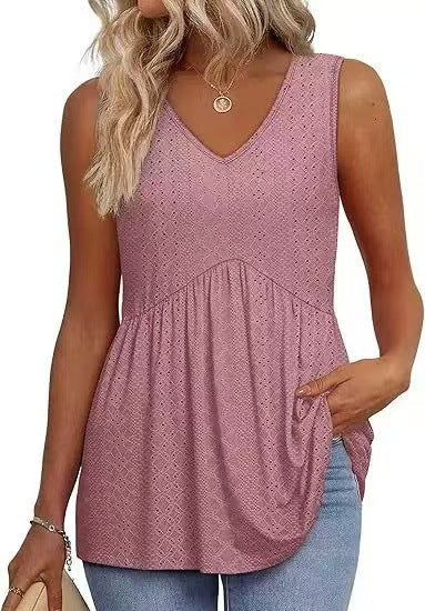Women's printed pleated vest T-shirt