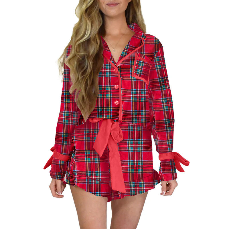 Women's Printed Satin Home Clothes Set