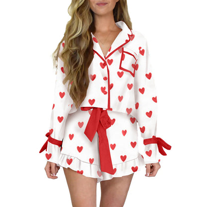 Women's Printed Satin Home Clothes Set
