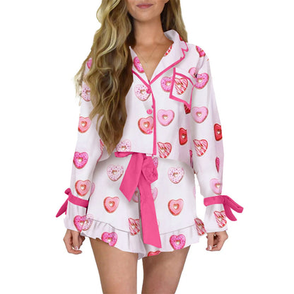 Women's Printed Satin Home Clothes Set