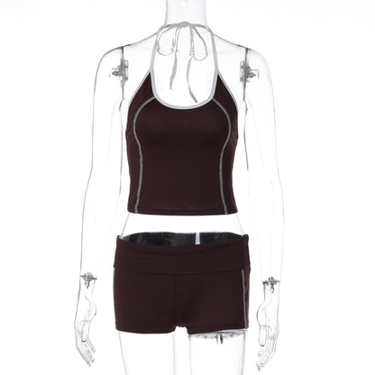 Women's Printed Yoga Sports Bra and Shorts Set
