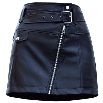 Women's PU Leather A-Line Short Skirt