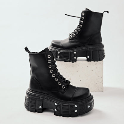 Women's Punk Leather Motorcycle Boots