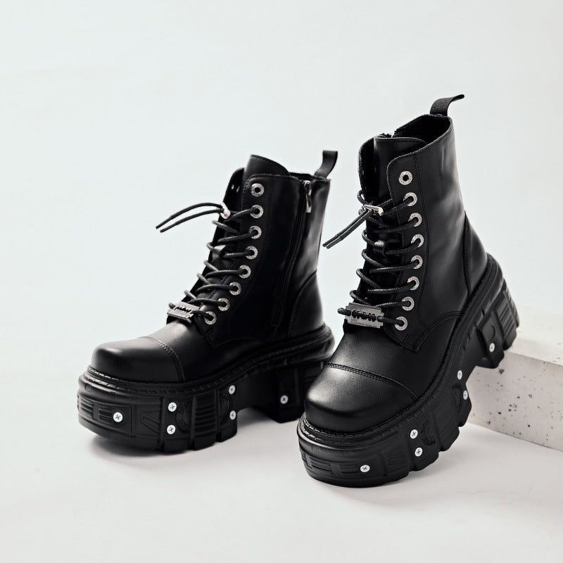Women's Punk Leather Motorcycle Boots