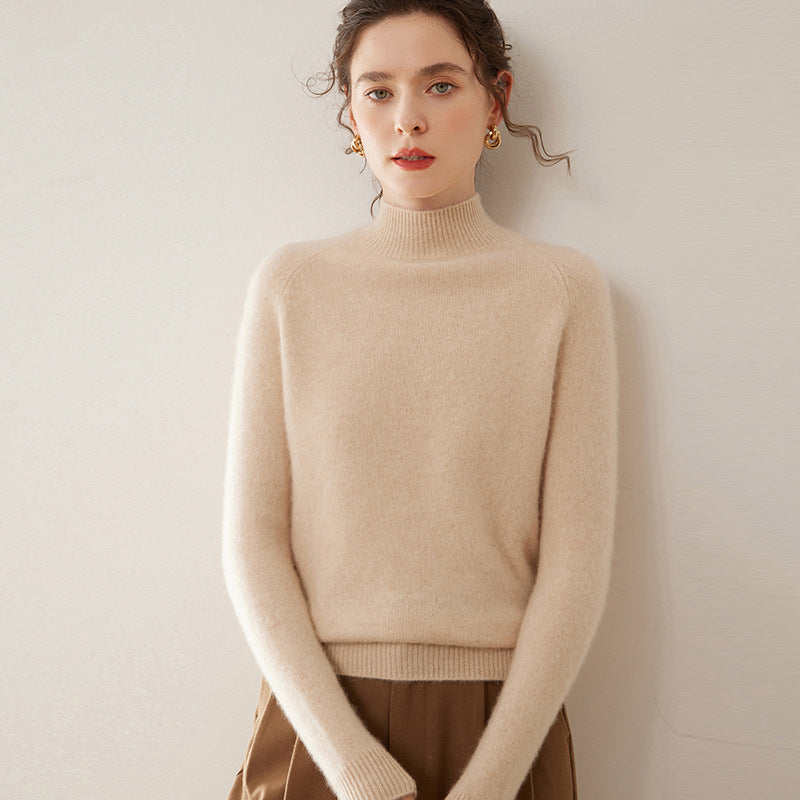 Women's Pure Cashmere Half Turtleneck Knit Sweater