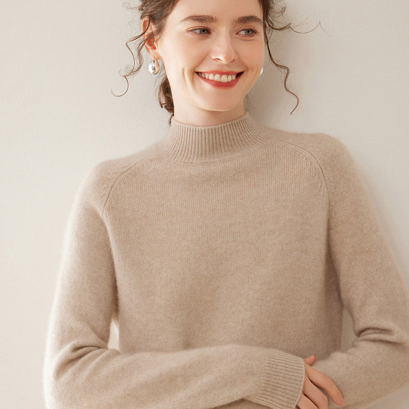 Women's Pure Cashmere Half Turtleneck Knit Sweater