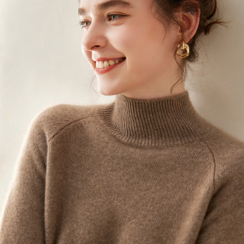Women's Pure Cashmere Half Turtleneck Knit Sweater