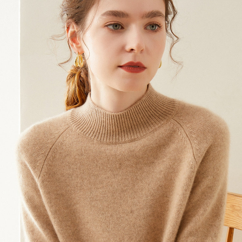 Women's Pure Cashmere Half Turtleneck Knit Sweater