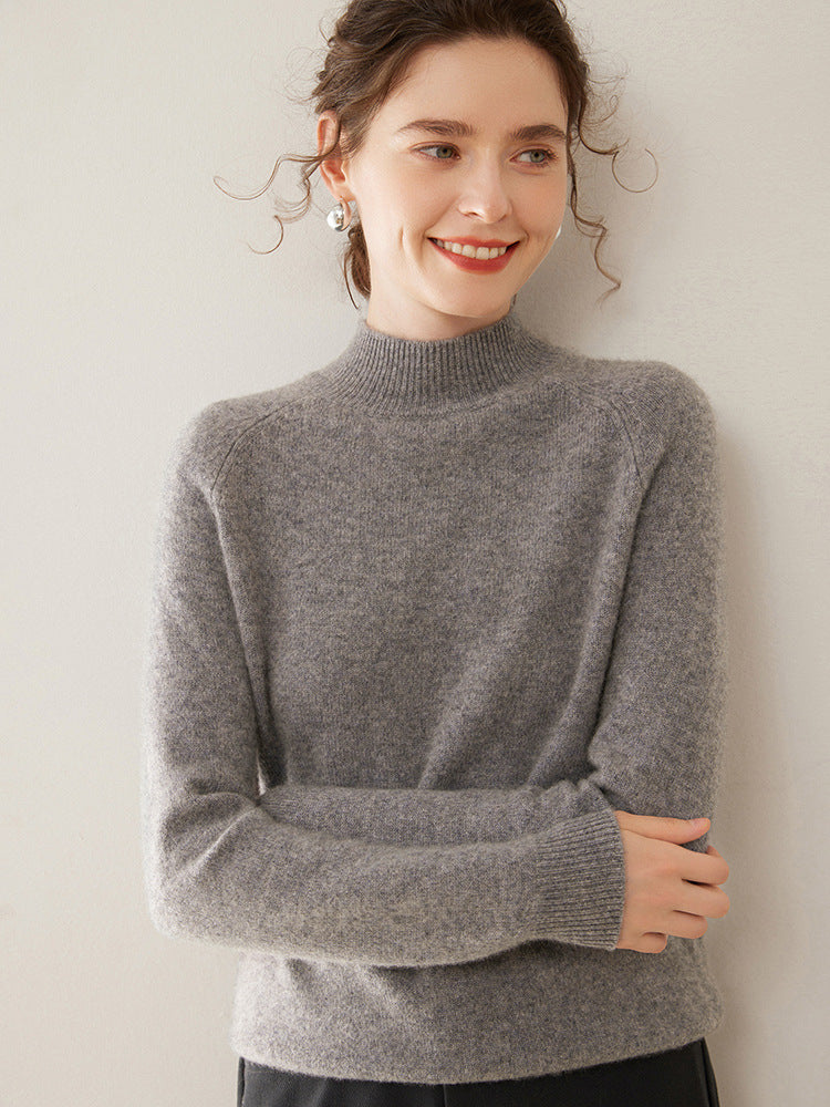 Women's Pure Cashmere Half Turtleneck Knit Sweater