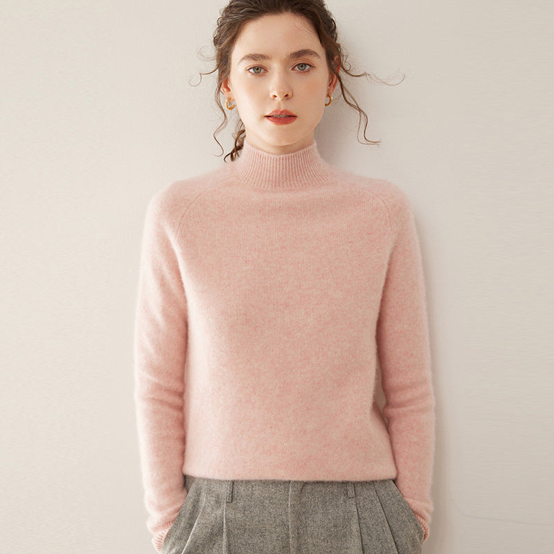 Women's Pure Cashmere Half Turtleneck Knit Sweater