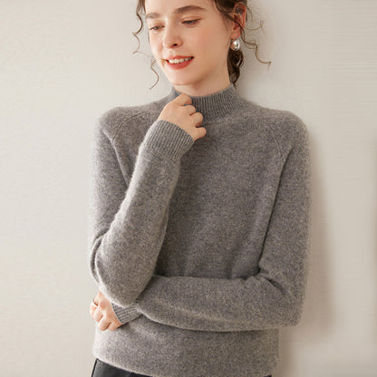 Women's Pure Cashmere Half Turtleneck Knit Sweater