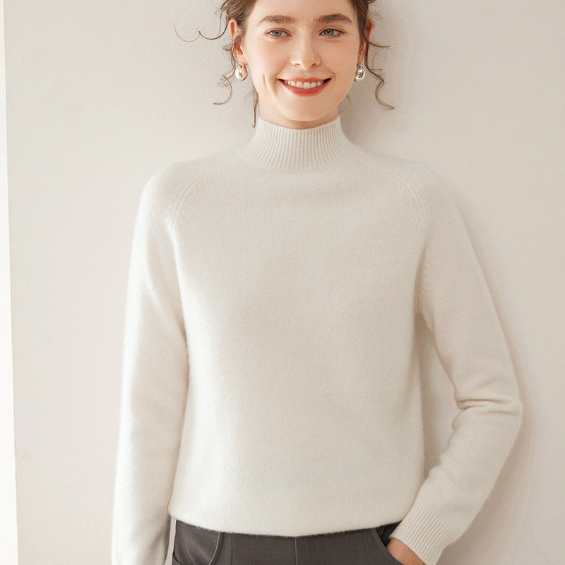 Women's Pure Cashmere Half Turtleneck Knit Sweater