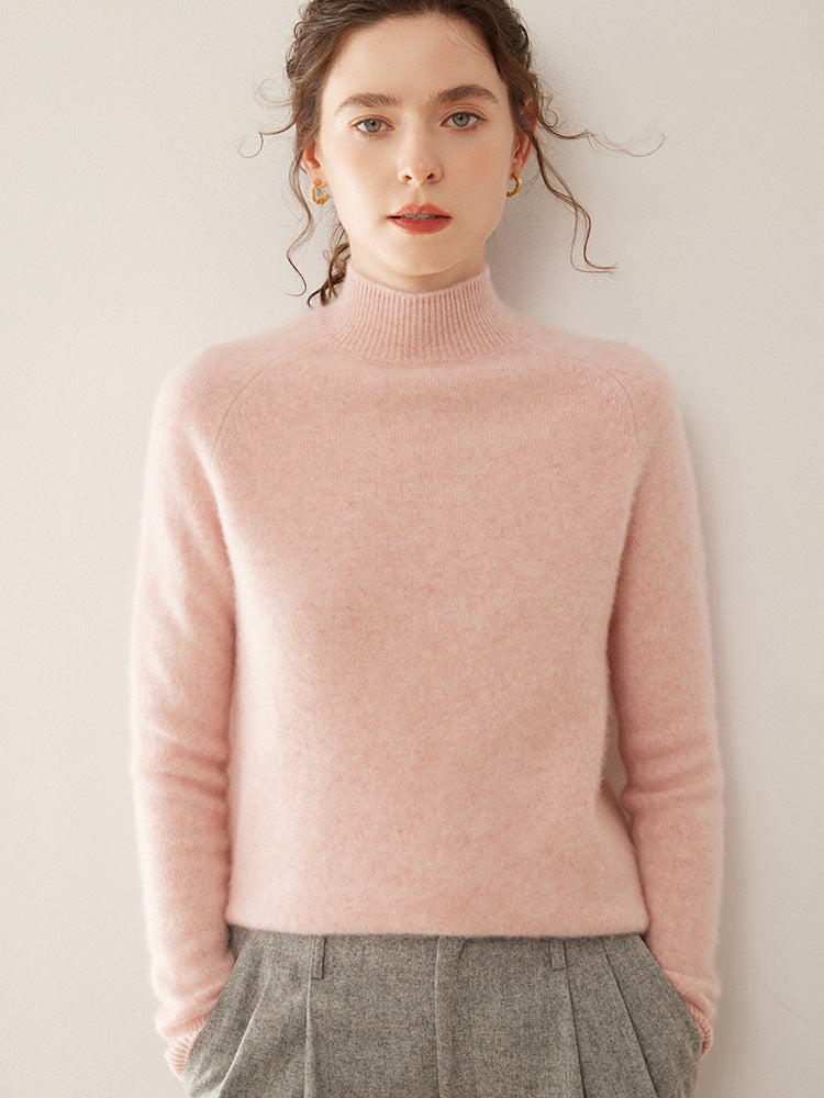 Women's Pure Cashmere Half Turtleneck Knit Sweater