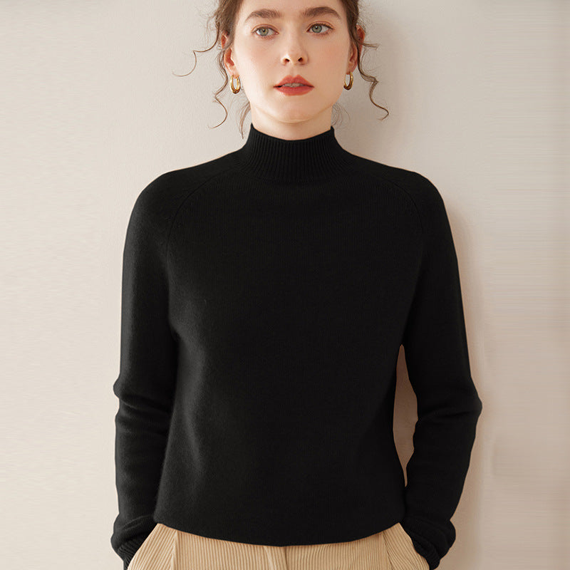 Women's Pure Cashmere Half Turtleneck Knit Sweater