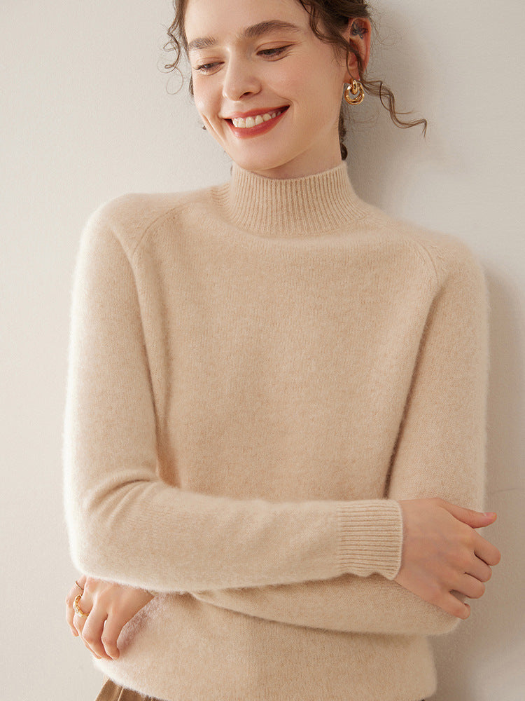 Women's Pure Cashmere Half Turtleneck Knit Sweater