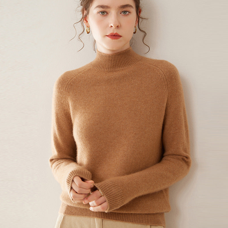 Women's Pure Cashmere Half Turtleneck Knit Sweater