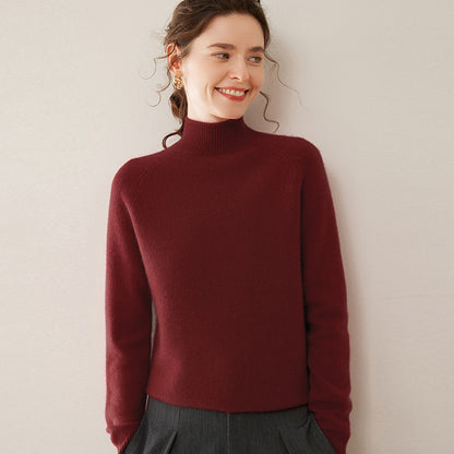 Women's Pure Cashmere Half Turtleneck Knit Sweater