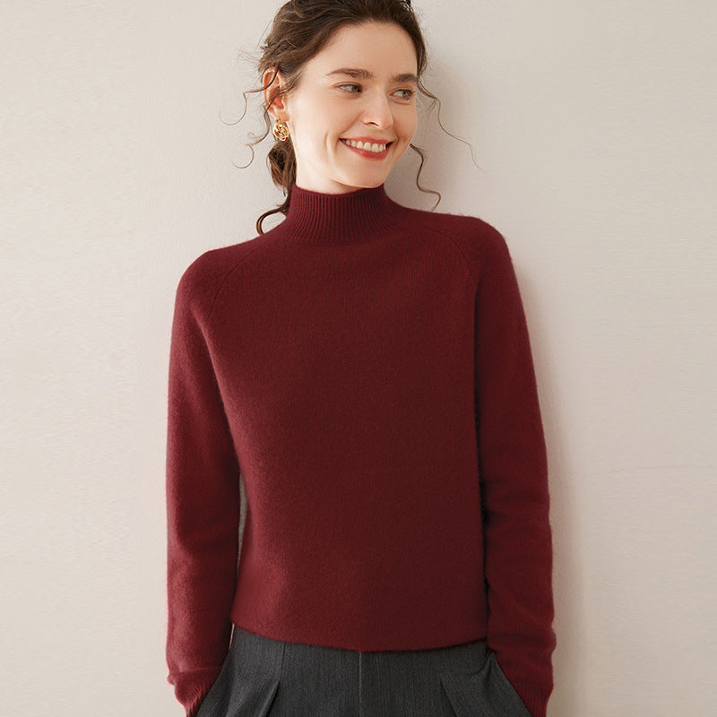Women's Pure Cashmere Half Turtleneck Knit Sweater