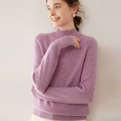 Women's Pure Cashmere Half Turtleneck Knit Sweater