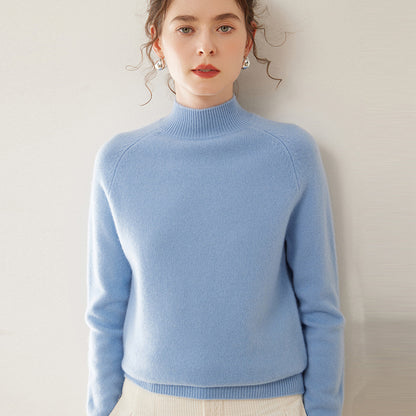 Women's Pure Cashmere Half Turtleneck Knit Sweater