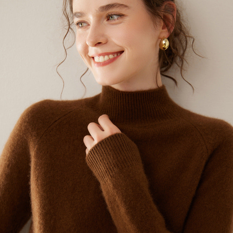 Women's Pure Cashmere Half Turtleneck Knit Sweater