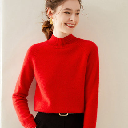 Women's Pure Cashmere Half Turtleneck Knit Sweater