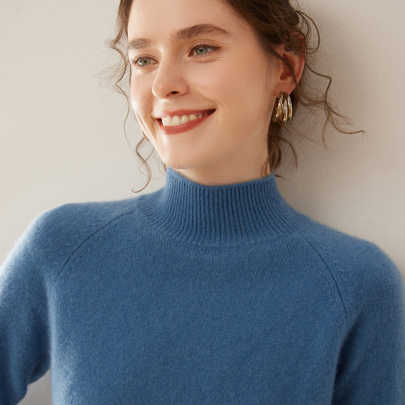 Women's Pure Cashmere Half Turtleneck Knit Sweater