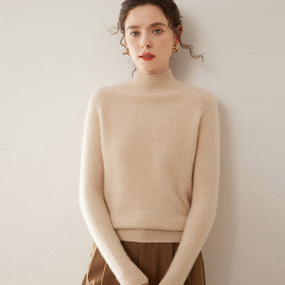 Women's Pure Cashmere Half Turtleneck Knit Sweater