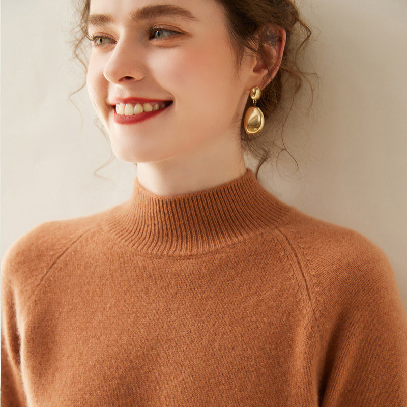 Women's Pure Cashmere Half Turtleneck Knit Sweater