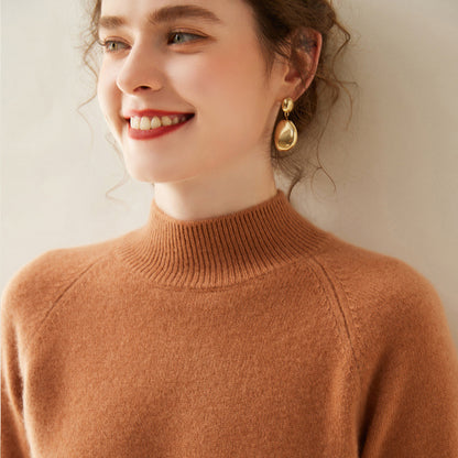 Women's Pure Cashmere Half Turtleneck Knit Sweater