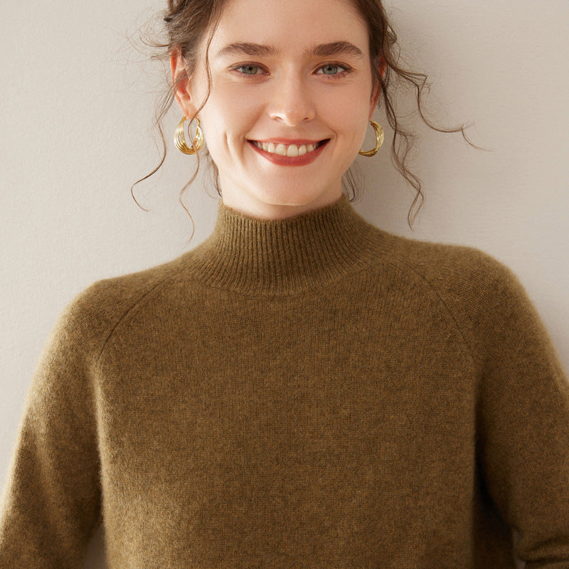 Women's Pure Cashmere Half Turtleneck Knit Sweater