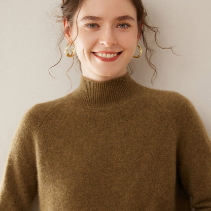 Women's Pure Cashmere Half Turtleneck Knit Sweater