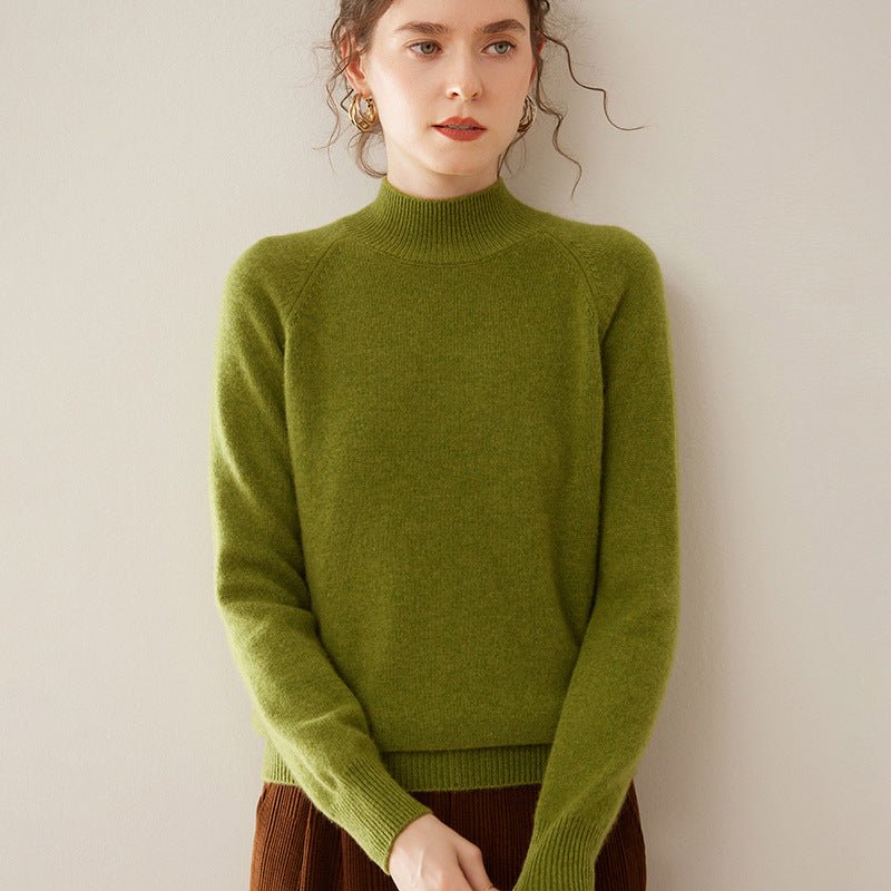 Women's Pure Cashmere Half Turtleneck Knit Sweater