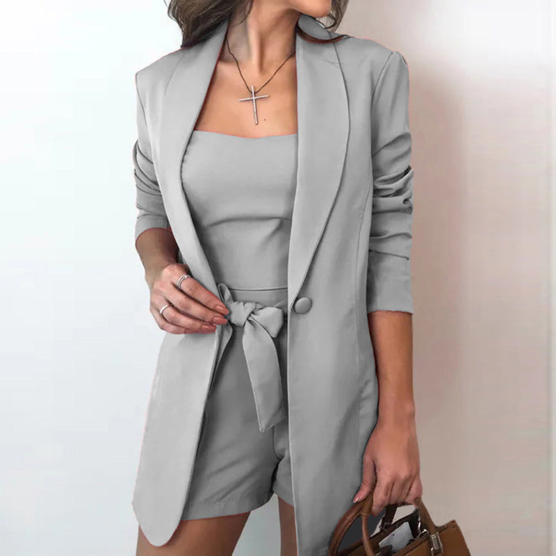 Women's Pure Color Vest Blazer Suit