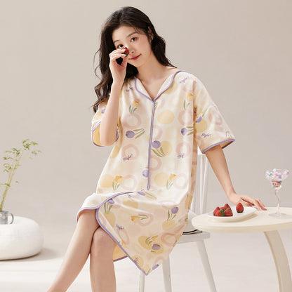 Women's pure cotton home wear with chest pads