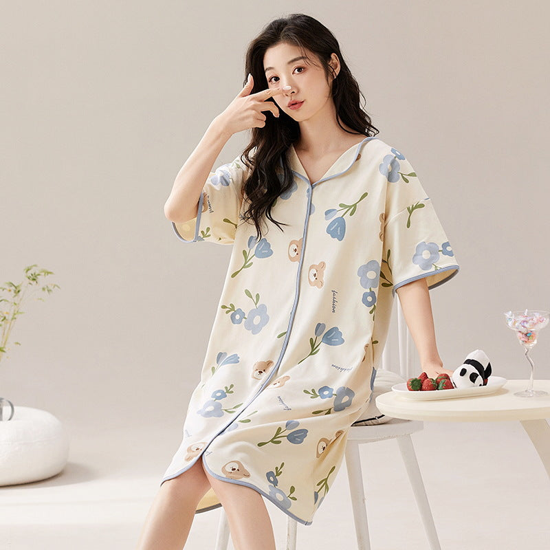 Women's pure cotton home wear with chest pads