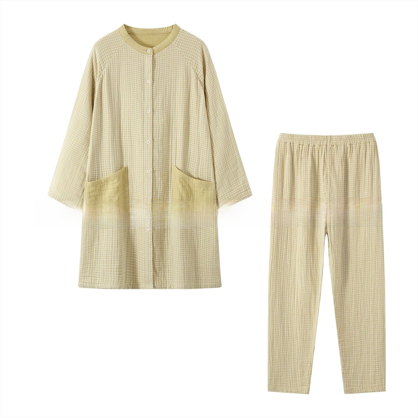 Women's Pure Cotton Japanese-Style Four-Layer Yarn Nightgown Suit