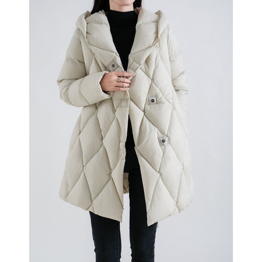 Women's Quilted Mid-Length Goose Down Jacket