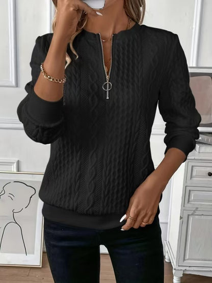 Women's Quilted Zipper Sweatshirt