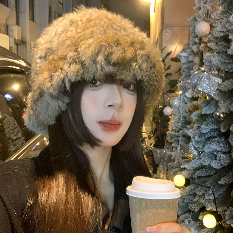 Women's Rabbit Fur Winter Warm Knitted Hat