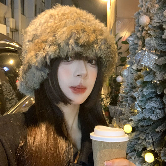 Women's Rabbit Fur Winter Warm Knitted Hat