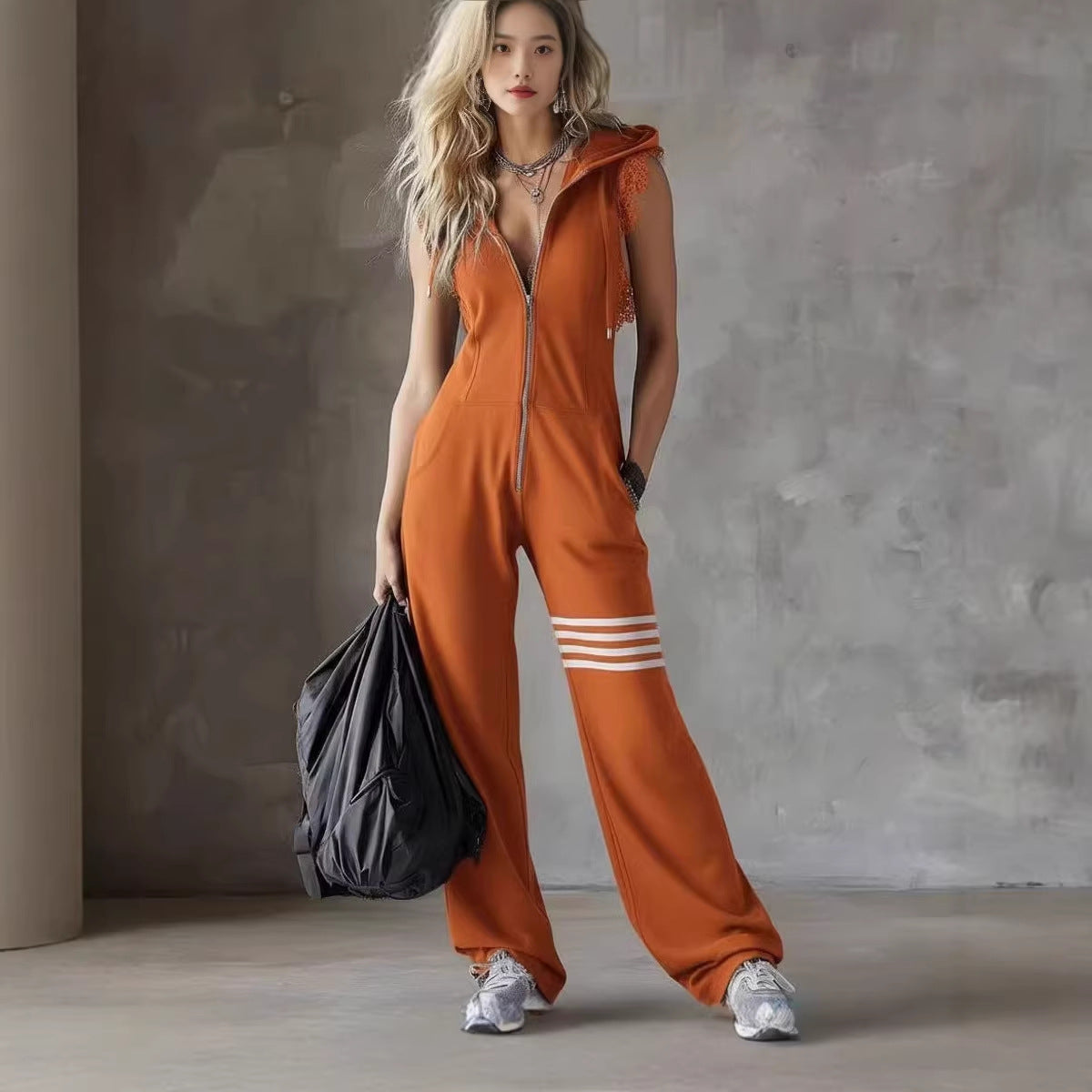 Women's Retro Lace Hooded Jumpsuit