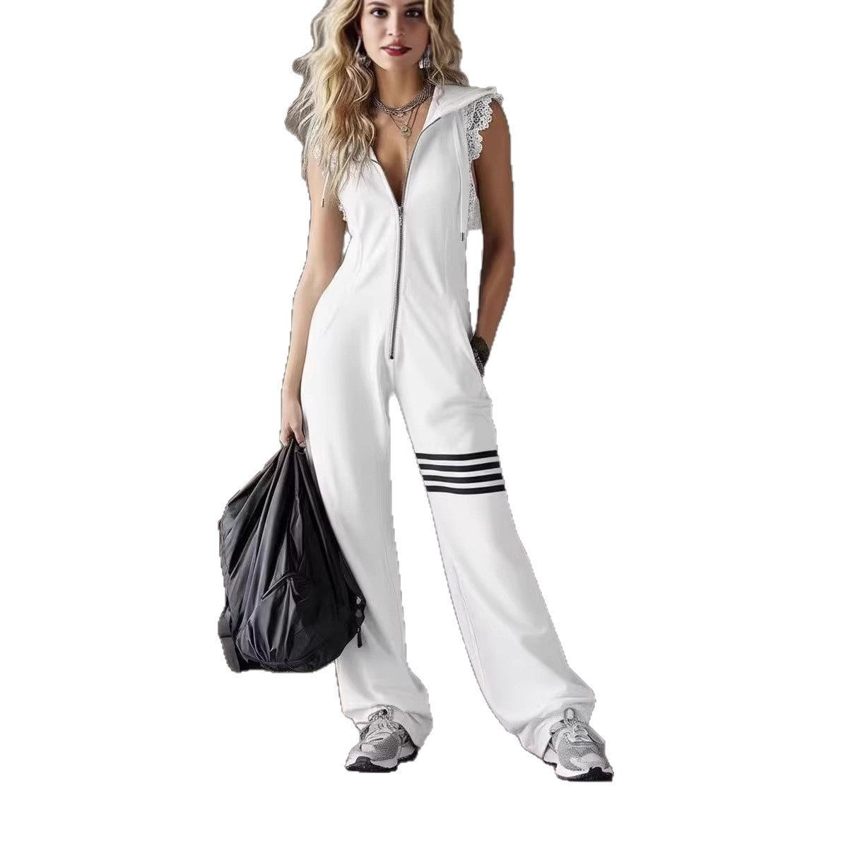 Women's Retro Lace Hooded Jumpsuit