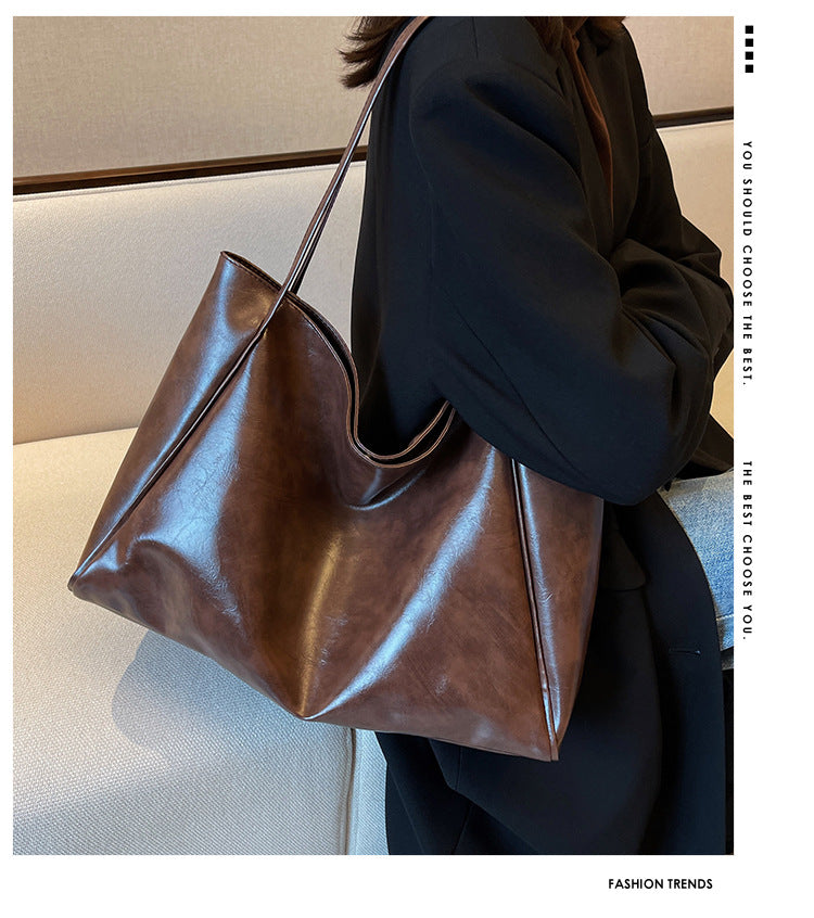 Women's Retro PU Tote Bag Large Casual Shoulder Handbag