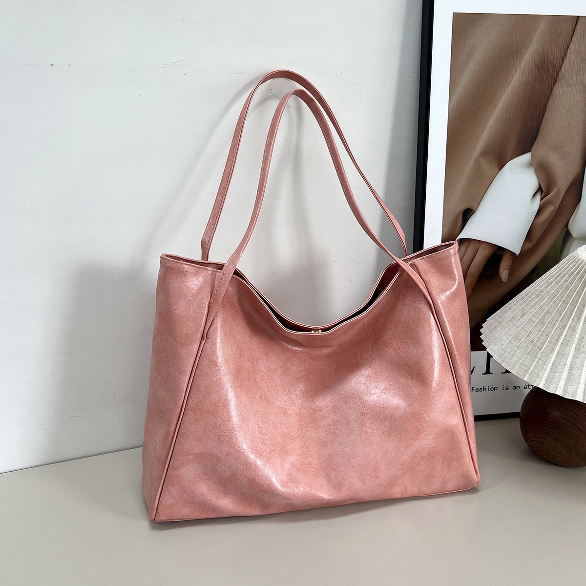 Women's Retro PU Tote Bag Large Casual Shoulder Handbag